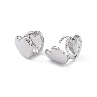 Brass Heart Hoop Earrings for Women EJEW-P215-05P-1
