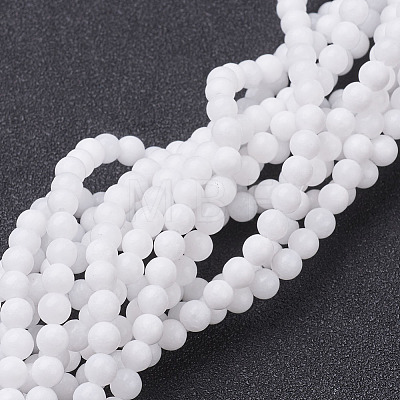 Natural White Jade Beads Strands X-GSR4mmC067-1