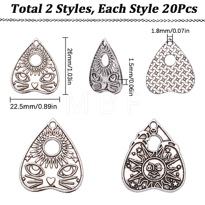 SUNNYCLUE 40PCS 2Style Tibetan Style Alloy Pendants FIND-SC0008-48-1