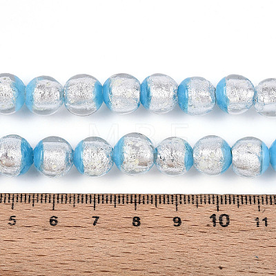 Luminous Handmade Lampwork Silver Foil Beads Strand FOIL-N029-03C-1