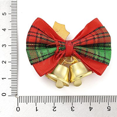 Cloth & Iron Christmas Bowknot Bell Hanging Ornaments  HJEW-S004-01A-1