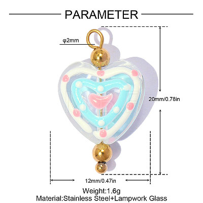 304 Stainless Steel with Glass Pendants GL-OY001-03G-01-1
