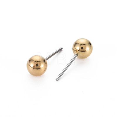 ABS Plastic Pearl Ball Stud Earrings for Women EJEW-S213-01B-A01KC-RS-1