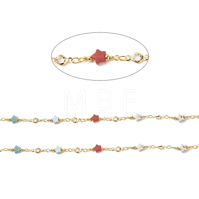 Brass Glass Oval Link Chains CHC-E024-03G-1