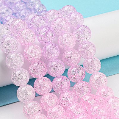 Spray Painted Crackle Glass Beads Strands DGLA-C002-10mm-03-1