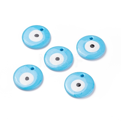 Handmade Lampwork Evil Eye Pendants LAMP-E106-02B-03-1