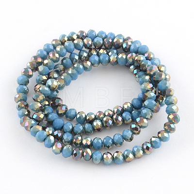 Electroplate Glass Faceted Rondelle Bead Strands EGLA-Q054-8mm-07-1