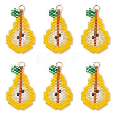 Fruit Theme Glass Seed Beaded Pendants PALLOY-MZ01357-05-1