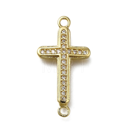 Brass Clear Cubic Zirconia Cross Connector Charms LS-ZIRC-I070-003G-1