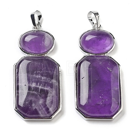 Natural Amethyst Human Body Shaped Pendants G-P552-03P-01-1