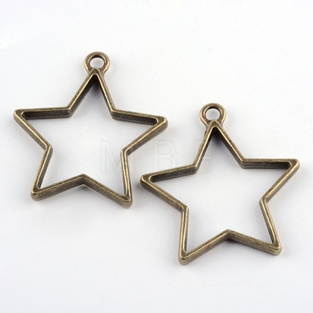 Rack Plating Alloy Star Open Back Bezel Pendants LS-PALLOY-S047-40E-FF-1