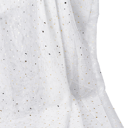 5 Yards Star Moon Polyester Mesh Fabric DIY-WH0899-684B-1