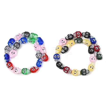 Printed Baking Paint Transparent & Opaque Glass Beads GL-CBA4370-12-1