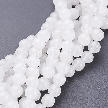 15.3 inch Natural White Jade Beads Strands X-GSR8mmC138-1