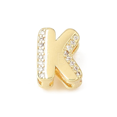Brass Micro Pave Clear Cubic Zirconia Initial Spacer Bars KK-E802-34G-K-1
