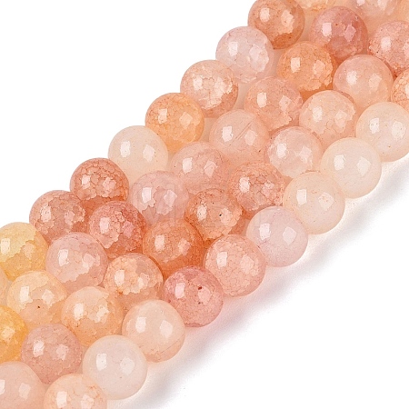 Ombre Effect Dyed Crackle Glass Beads Strands GLAA-Q106-01A-B12-1