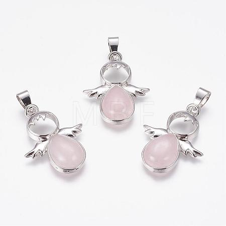 Natural Rose Quartz Pendants G-G651-A10-1