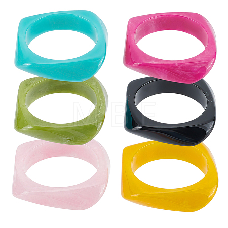 6Pcs 6 Colors Acrylic Bangles for Women BJEW-ME0001-03A-1