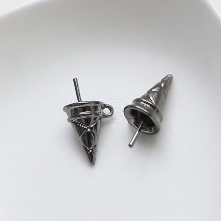 Brass Ice Cream Cone Peg Bail Pin Charms BAPE-PW0002-22C-1