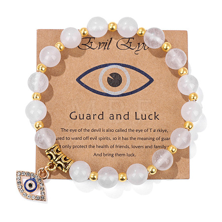 Natural Quartz Crystal Round Beads Stretch Bracelets FS-WG18FCB-09-1