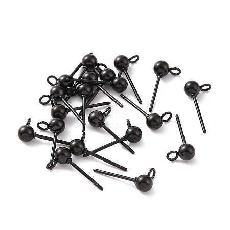 304 Stainless Steel Ball Stud Earring Findings STAS-G099-09B-1