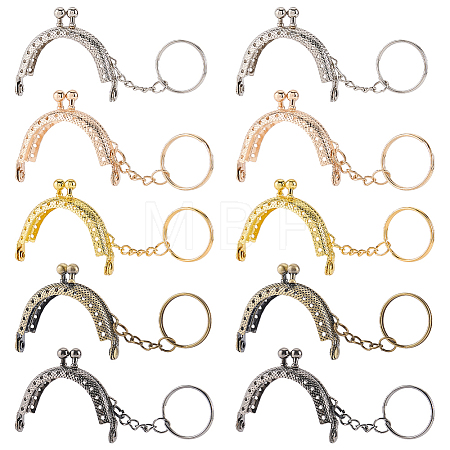 10Pcs 5 Colors Alloy Kiss Lock Arch Shaped Bag Handle Frame with Split Key Rings FIND-ME0004-34-1