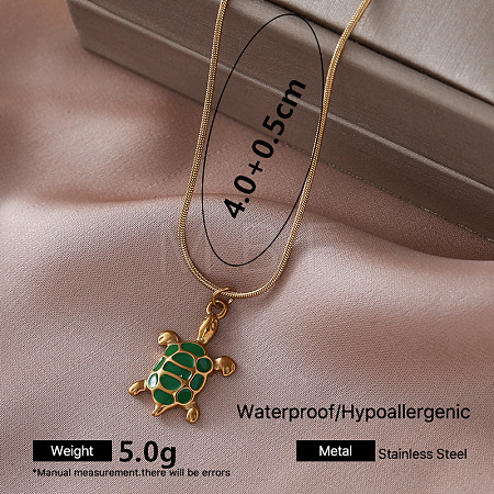 Vintage 304 Stainless Steel Enamel Pendant Necklaces for Women TA1970-1-1
