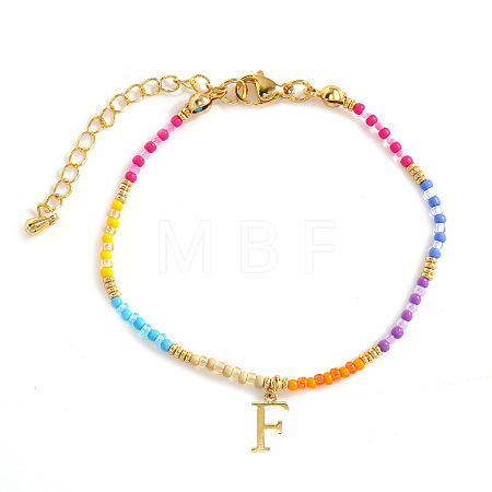 Brass Letter Charm Bracelets FM8278-6-1