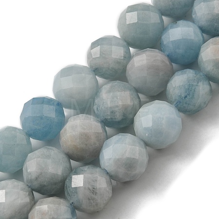 Natural Aquamarine Beads Strands G-E561-25-8mm-01-1