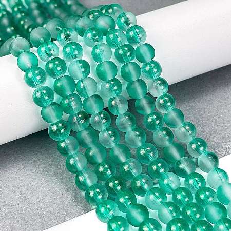 Frosted Transparent Glass Bead Strands GLAA-P065-6mm-14-1