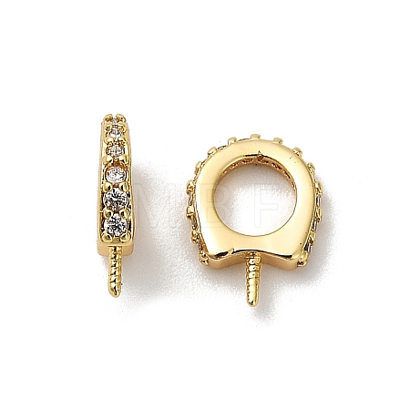 Horse Shoes Rack Plating Brass Micro Pave Cubic Zirconia Pendant Bails KK-S397-07D-1