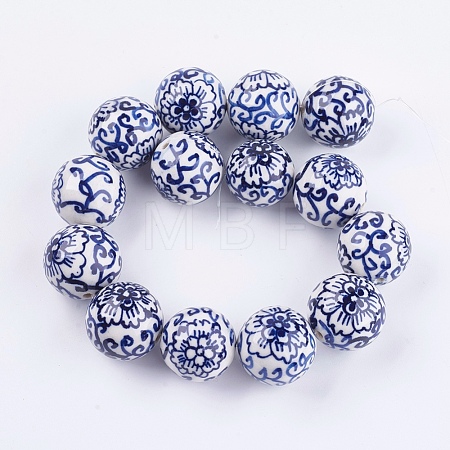 Handmade Blue and White Porcelain Beads PORC-G002-38-1