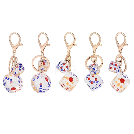 Dice Shape Plastic Keychain KEYC-L028-01G-1