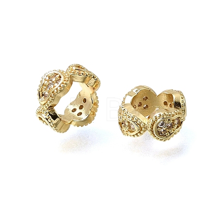 Brass Micro Pave Clear Cubic Zirconia Beads KK-K427-02B-G-1