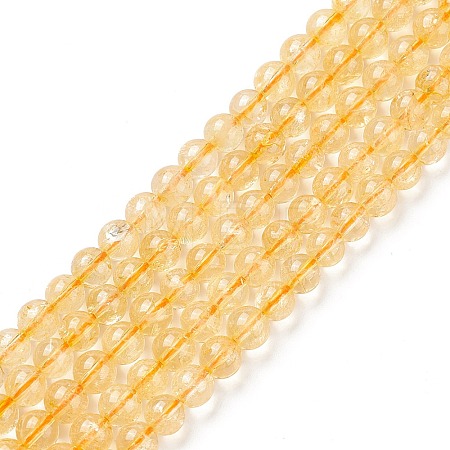 Natural Citrine Beads Strands G-E326-6mm-01-1