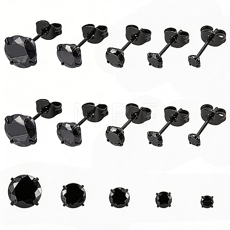 10Pcs 5 Styles 304 Stainless Steel Stud Earrings EJEW-SC0002-28-1
