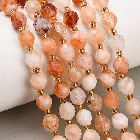 Natural Red Hematoid Quartz/Ferruginous Quartz Beads Strands GG-CBA4A3B-A12-1