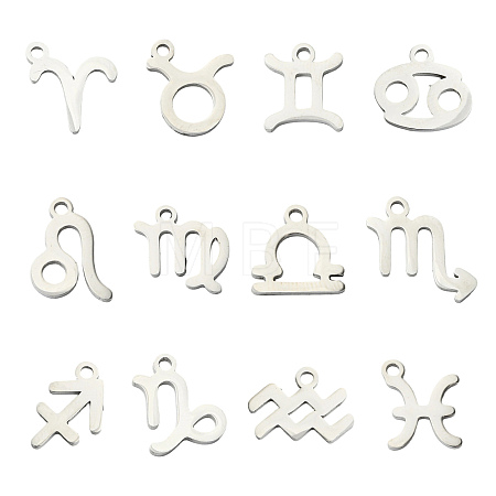 12Pcs 12 Styles 304 Stainless Steel Constellation Pendants STAS-FS0002-34-1