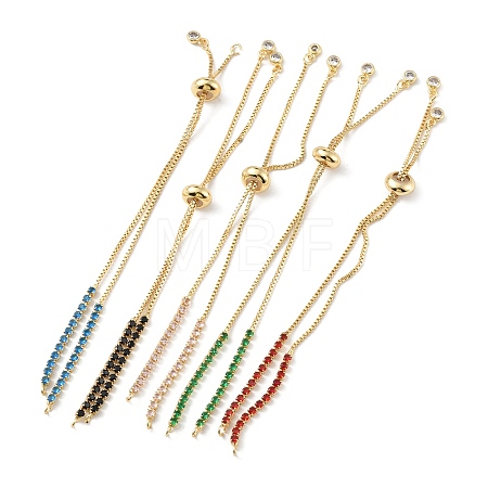 Brass Micro Pave Cubic Zirconia Box Chain Slider Bracelet Makings KK-P233-10G-1