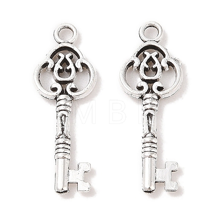Tibetan Style Alloy Skeleton Key Pendants TIBEP-Q043-014-RS-1