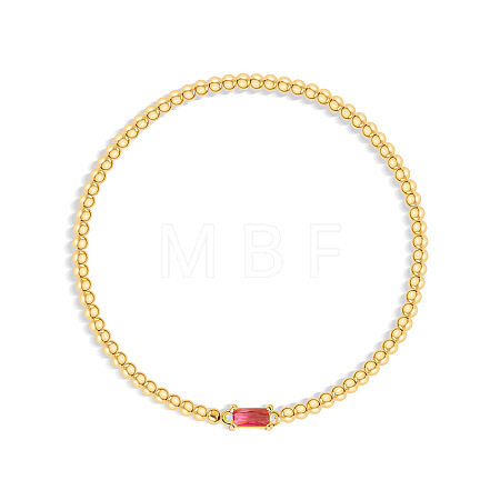 Birthstone 304 Stainless Steel Pave Cubic Zirconia Link Bracelets FS-WG4804B-08-1