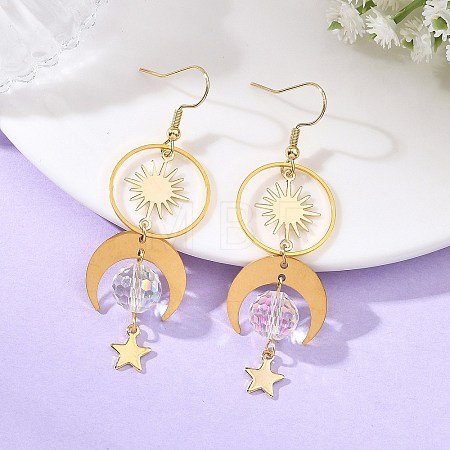 Celestial Brass & 304 Stainless Steel Dangle Drop Earrings for Women EJEW-JE07345-01-1