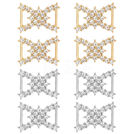 8Pcs 2 Colors Bowknot Alloy Rhinestone Bikini Connectors Buckles FIND-HY0005-42-1