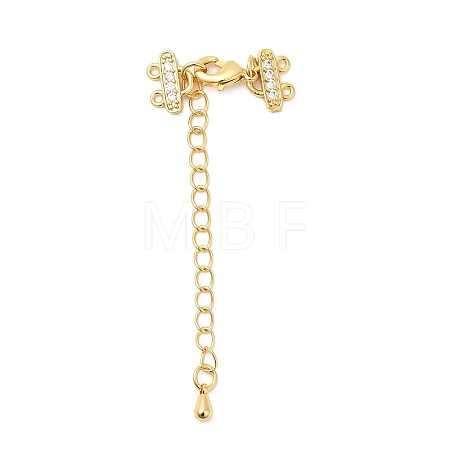 Brass Curb Chain Extenders with Micro Pave Cubic Zirconia KK-I705-17G-1
