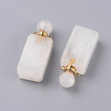 Faceted Natural Quartz Crystal Openable Perfume Bottle Pendants G-P435-C-01G-1