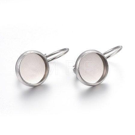 Tarnish Resistant 304 Stainless Steel Leverback Earring Settings STAS-F191-03P-8mm-1