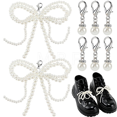Plastic Imitation Pearl Shoe Charms AJEW-CP0006-58-1