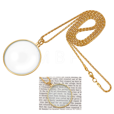 4Pcs Alloy Magnifying Glass Flat Round Pendant Long Necklaces NJEW-UN0001-75A-1