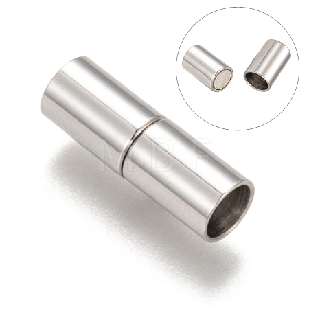 Tarnish Resistant Column 304 Stainless Steel Magnetic Clasps with Glue-in Ends X-STAS-I026-03-1