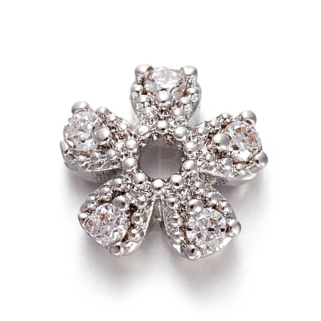 Brass Micro Pave Cubic Zirconia Bead Cap ZIRC-E158-10P-1